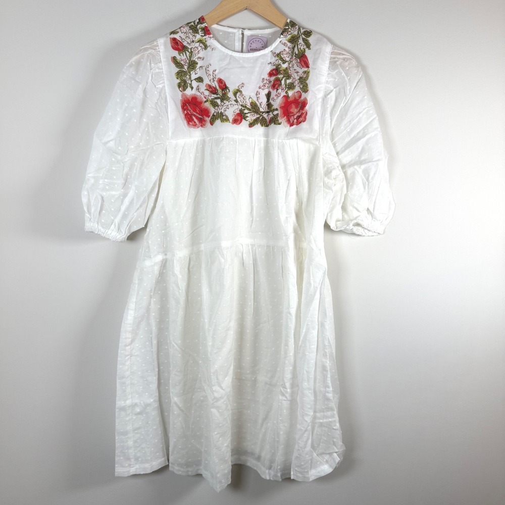 NEW Upcycled Reissued Short Ruthie Mini Dress Floral Print Swiss Dot XS/S‎ NWT